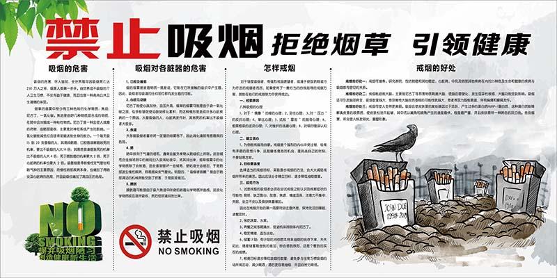 吸烟禁烟文化宣传贴画禁止挂图标语二手有害写真