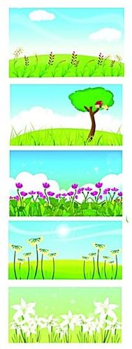 春天小花小草手绘背景画