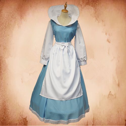 出租欧洲中世纪平民少女女仆服装灰姑娘佣人仆人贝尔公主裙cos