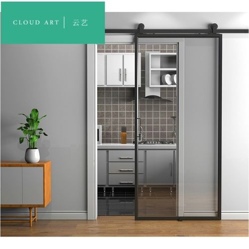 购客云艺北欧极窄铝合金吊轨谷仓门室内卫生间厨房推拉移门彩雕黑板门