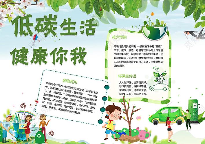 绿色低碳生活健康你我废物再用环保宣传语环境污染小报公益环保倡导