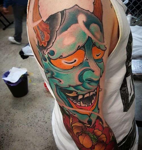 新传统大臂般若纹身图案