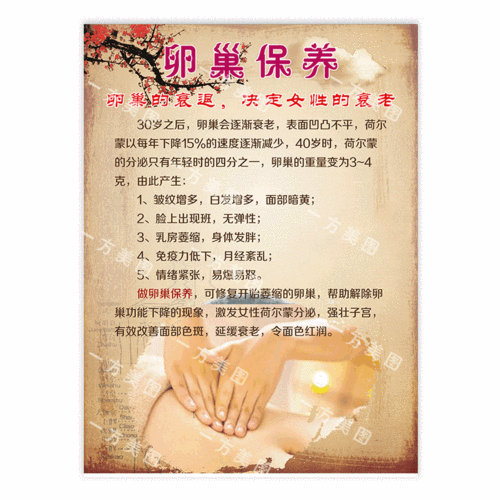 美容养生堂卵巢保养的好处宣传高清挂画海报定制kt展板自粘背胶画