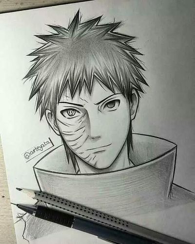 qq图片库 火影忍者素描画大全 首页> 火影忍者鸣人的铅笔画图片大全