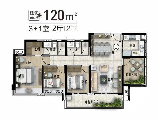 保利天珺约120平户型