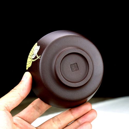 指间陶艺 宜兴紫砂品茗杯 张小岭陶岭手工泥绘普洱个人杯功夫茶杯