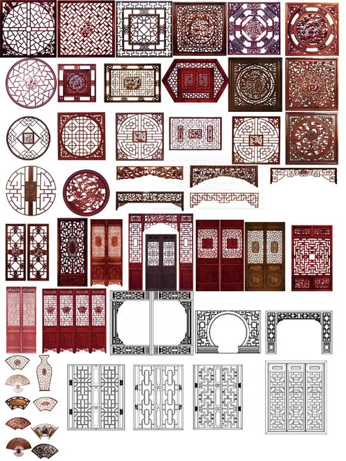 关键词:古典元素中国风素材古代雕花窗户素材精美红木窗户