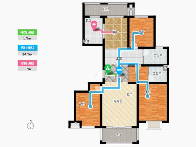东方国际花园3室0厅2卫1厨180.00㎡户型图