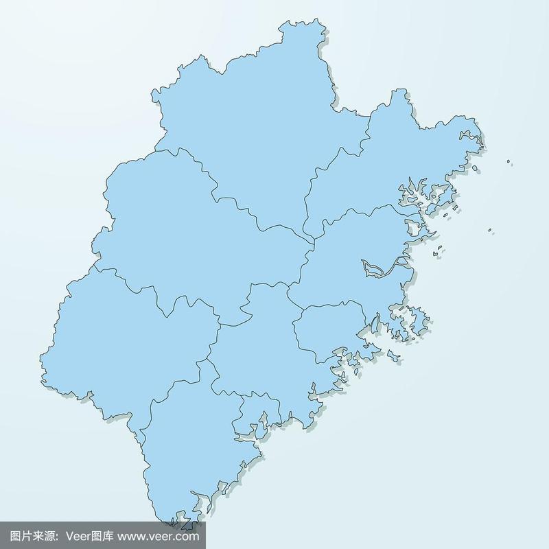 矢量,福建省,背景,蓝色,轮廓