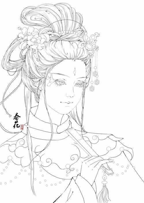 最近画的国风插画线稿