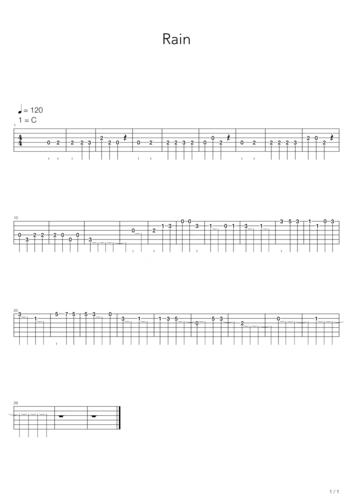 范晓萱rain吉他谱