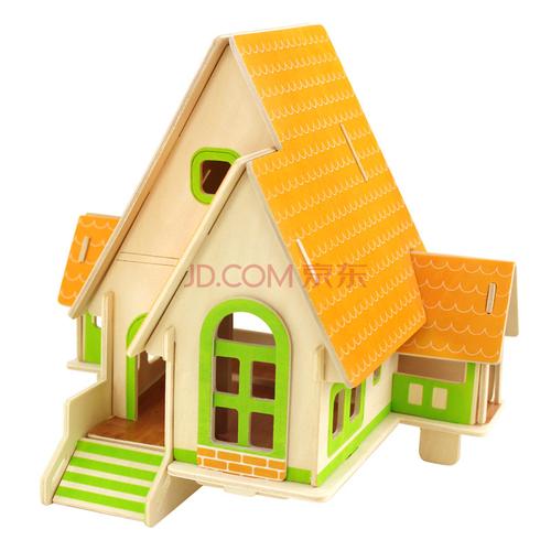若态木制3d立体拼图农家别墅小屋小房子木质拼图拼装模型益智玩具创意