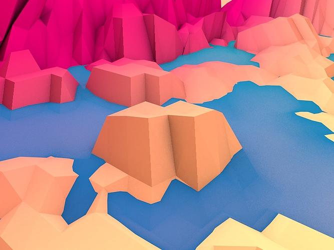 c4d日常-lowpoly山体