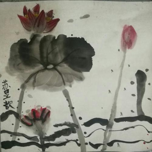 2018春季儿童创意班周一全天(4.30)国画《荷花》作业点评