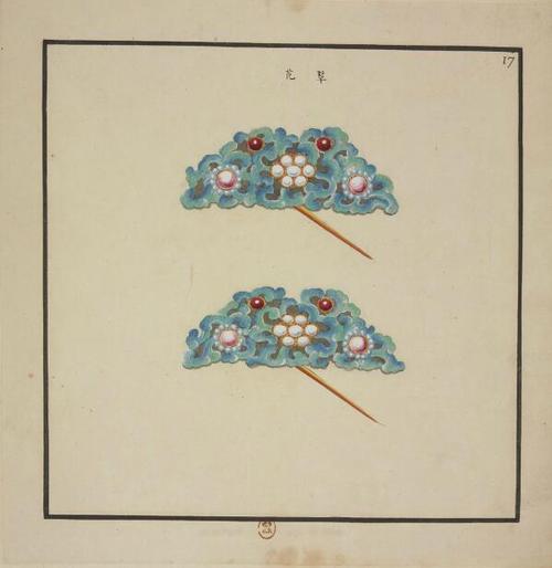 清朝复古珠宝手绘设计古代头饰设计参考装饰品临摹学习设计素材