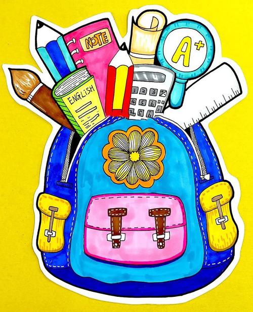 少儿美术我的小书包线描画教程