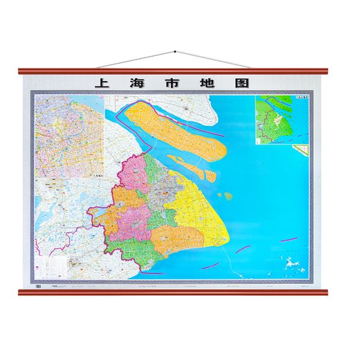 2020上海高清地图全图,2020上海高清地图 【精装】2020全新版上海市地图挂图 约宽1.6米 高1.