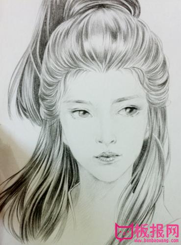 古风人物素描画,俊朗的古装男子古风人物素描画,挑逗小鸟的女子王者