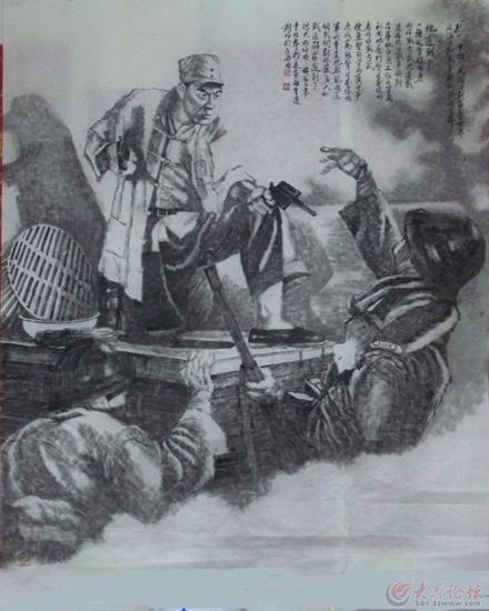 庞远栋)近日,一位日照画家网友,在日照论坛晒出自己抗战作品—《地道