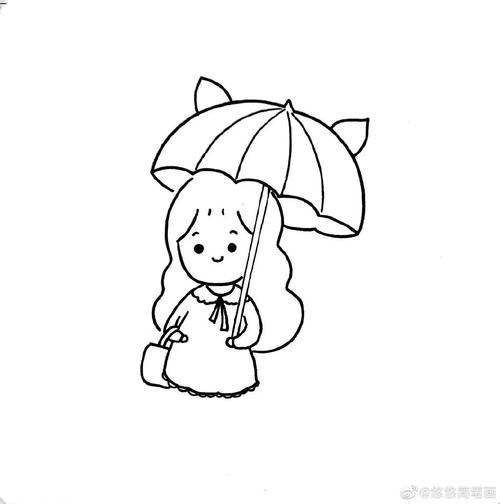 简笔画 | 打着可爱的小伞,上街去