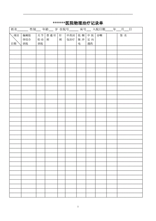 康复理疗记录单.doc 1页