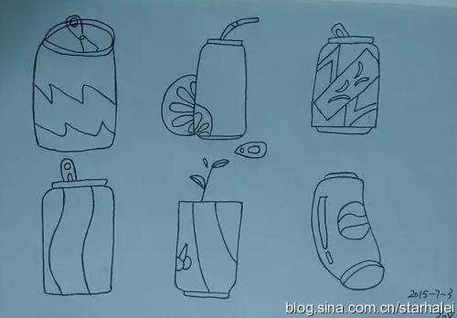 易拉罐垃圾的简笔画