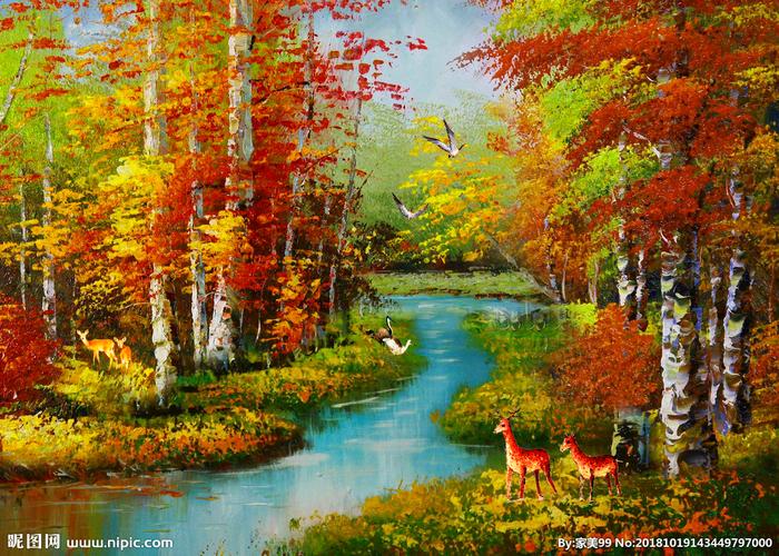 油画风景设计图__风景_psd分层素材_设计图库_昵图网.