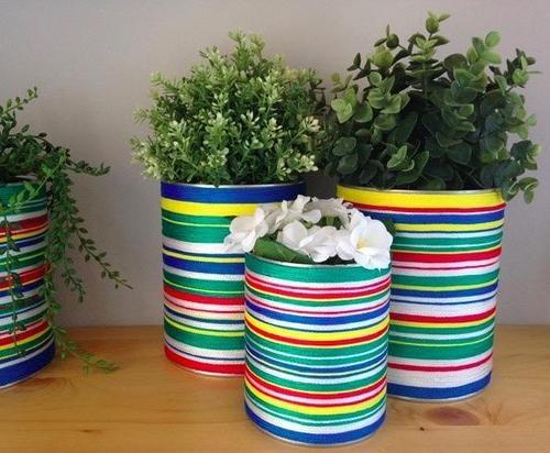 废物利用:3分钟奶粉罐变身五彩花盆