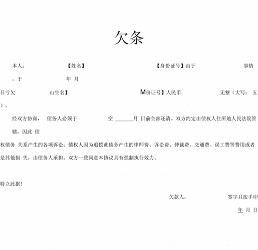 个人欠条模板docx2页