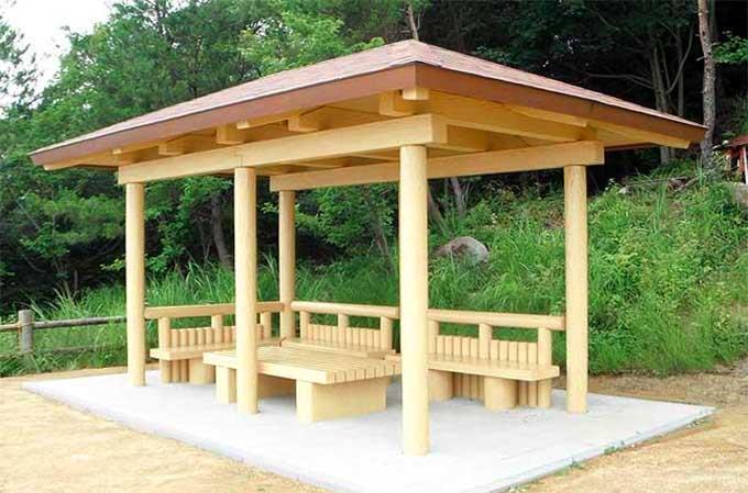 小型别墅庭院水泥仿木凉亭设计施工