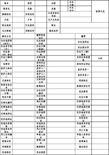 常住人口信息表xls