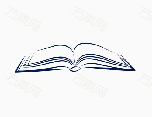 书本 手绘 简笔画 蓝色 线条 卡通 插画 漫画