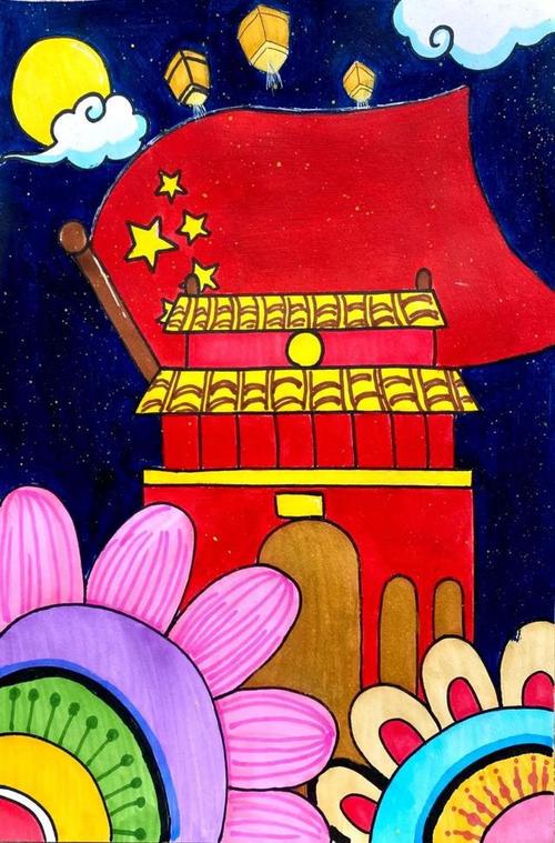 小小中国心浓浓爱国情古镇开展爱国主义绘画活动⑤