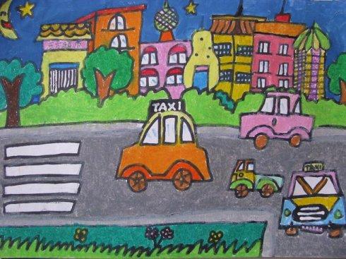 儿童画:大虾,马路风景,仙人掌,瓢虫等