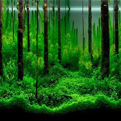 蓝天鱼缸背景纸壁纸3d立体感水草系列