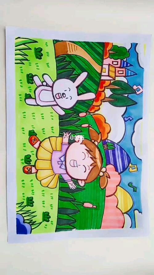 儿童画50幅之第19幅 快乐的一天_简笔画_简笔画教程_母婴_婴童用品