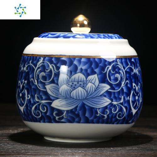 陶瓷茶叶罐大号珐琅彩储物罐青花瓷普洱茶储物密封盒醒茶罐三维工匠