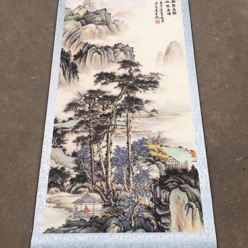 宣纸中堂画已装裱山水画卷轴画竖幅松柏图170*70cm山水壁画已装裱