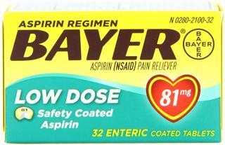 海外直发 [包邮] bayer拜耳aspirin阿司匹林低剂量型咀嚼型81mg 36片