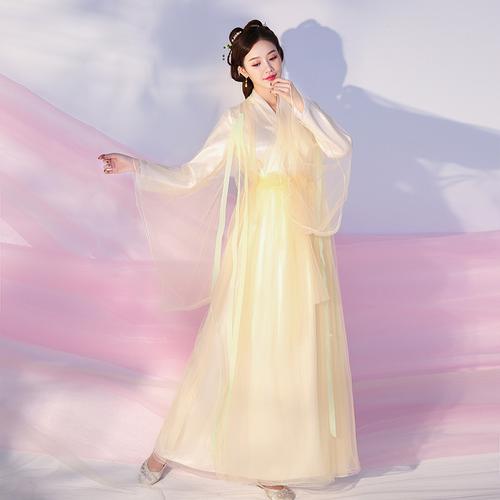 2020新款仙侠古装改良汉服仙女女装古筝舞蹈民族服装