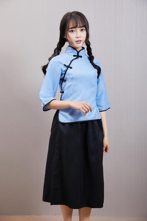 民国学生装女简笔画