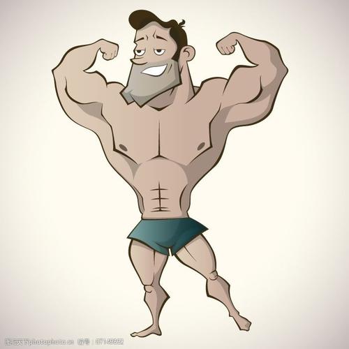 印花矢量图卡通人物男人大力士色彩免费素材