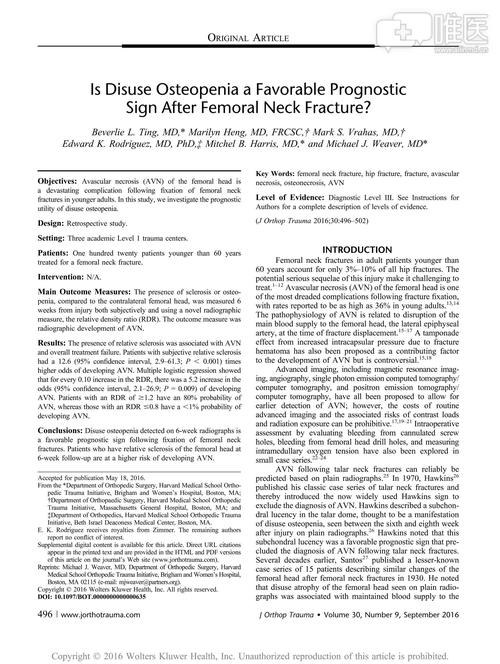 is disuse osteopenia a favorable prognostic sign after femoral