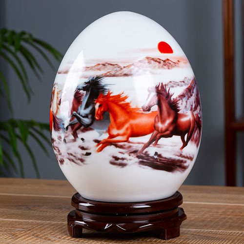 景德镇陶瓷器吉祥福蛋工艺品电视柜摆件玄关酒柜装饰