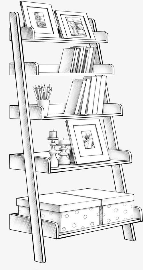 手绘简约室内装饰书架