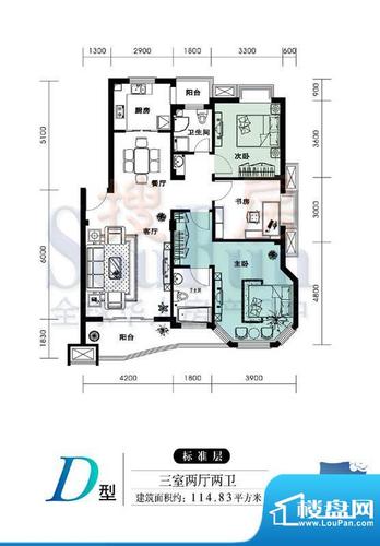 合肥水墨兰庭2室2厅户型图-合肥楼盘网
