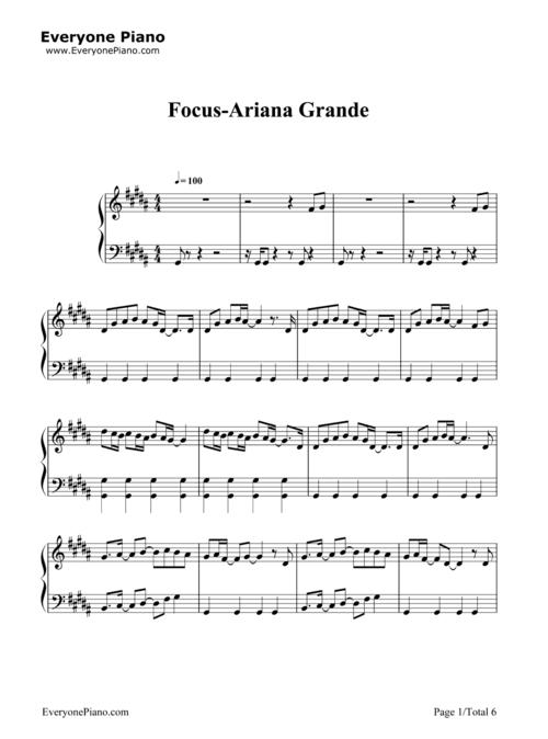 focus-ariana grande-钢琴谱文件(五线谱,双手简谱,数字谱,midi,pdf)