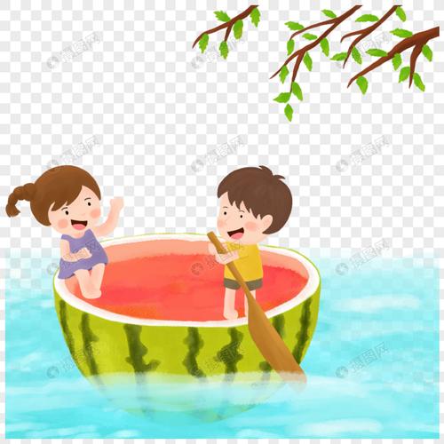 免抠元素 手绘/卡通元素 西瓜船.png 860_860