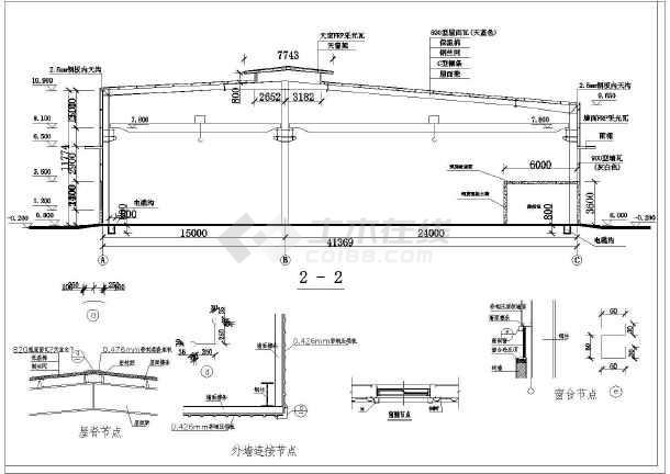 frp采光天窗单层厂房门式结构建筑施工cad平面图