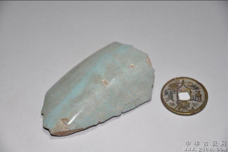 宋代宋都杭州出汝窑天青釉瓷片